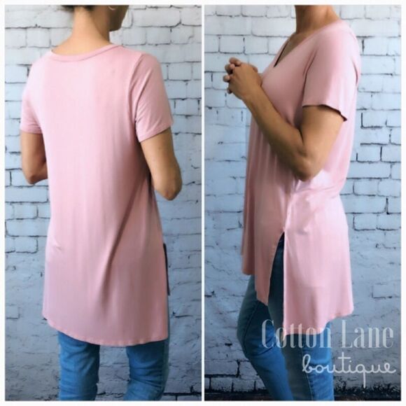 NEW Blush Pink V-Neck Tee - Picture 4 of 7